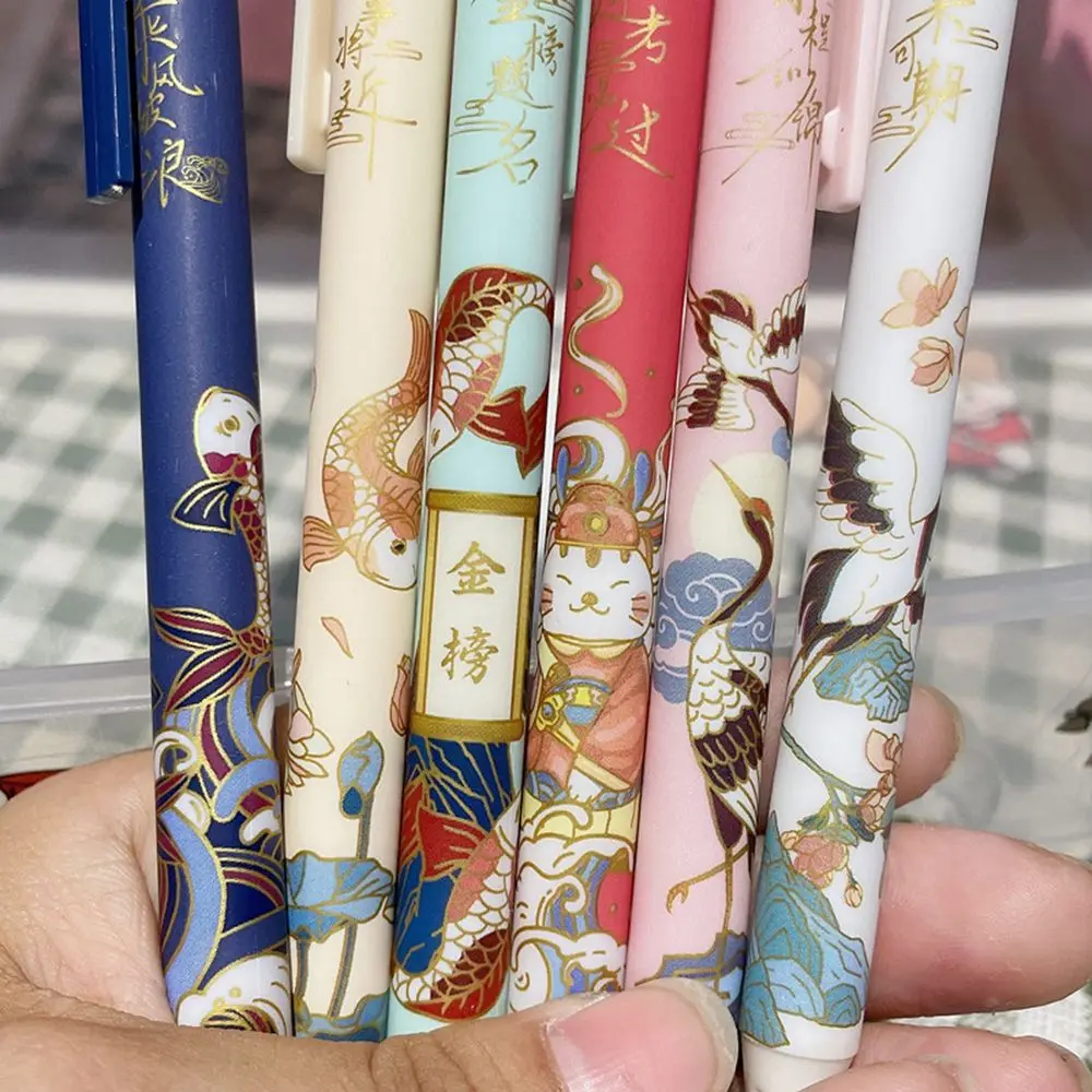 Cute Cartoon Design Ballpoint Pen 0.5mm Bear Peach Astronaut Writing Gel Pens Press Type Rollerball Pen Learning Office Supplies