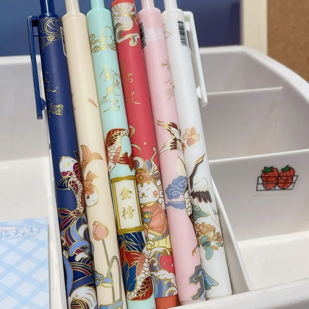 Cute Cartoon Design Ballpoint Pen 0.5mm Bear Peach Astronaut Writing Gel Pens Press Type Rollerball Pen Learning Office Supplies