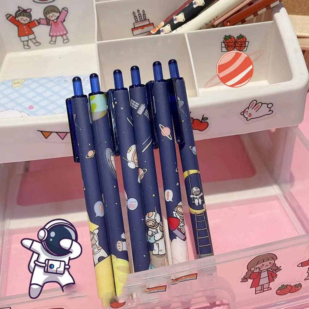 Cute Cartoon Design Ballpoint Pen 0.5mm Bear Peach Astronaut Writing Gel Pens Press Type Rollerball Pen Learning Office Supplies