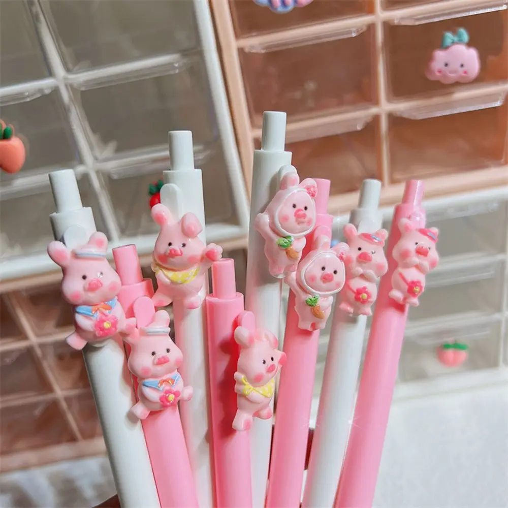 Cute Cartoon Design Ballpoint Pen 0.5mm Bear Peach Astronaut Writing Gel Pens Press Type Rollerball Pen Learning Office Supplies