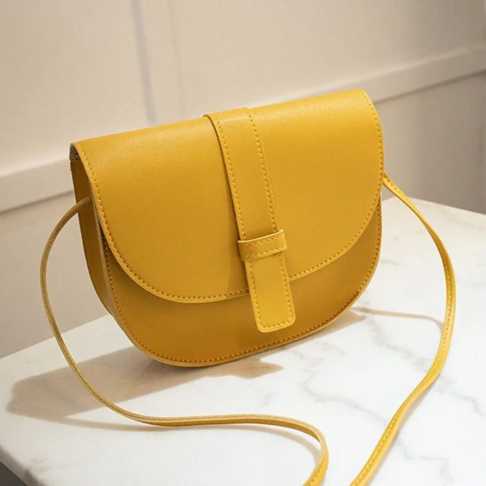 Small Female Purse Saddle Shoulder Messenger Bags PU Leather Fashion Solid Crossbody Bags Women Ladies Phone Bag