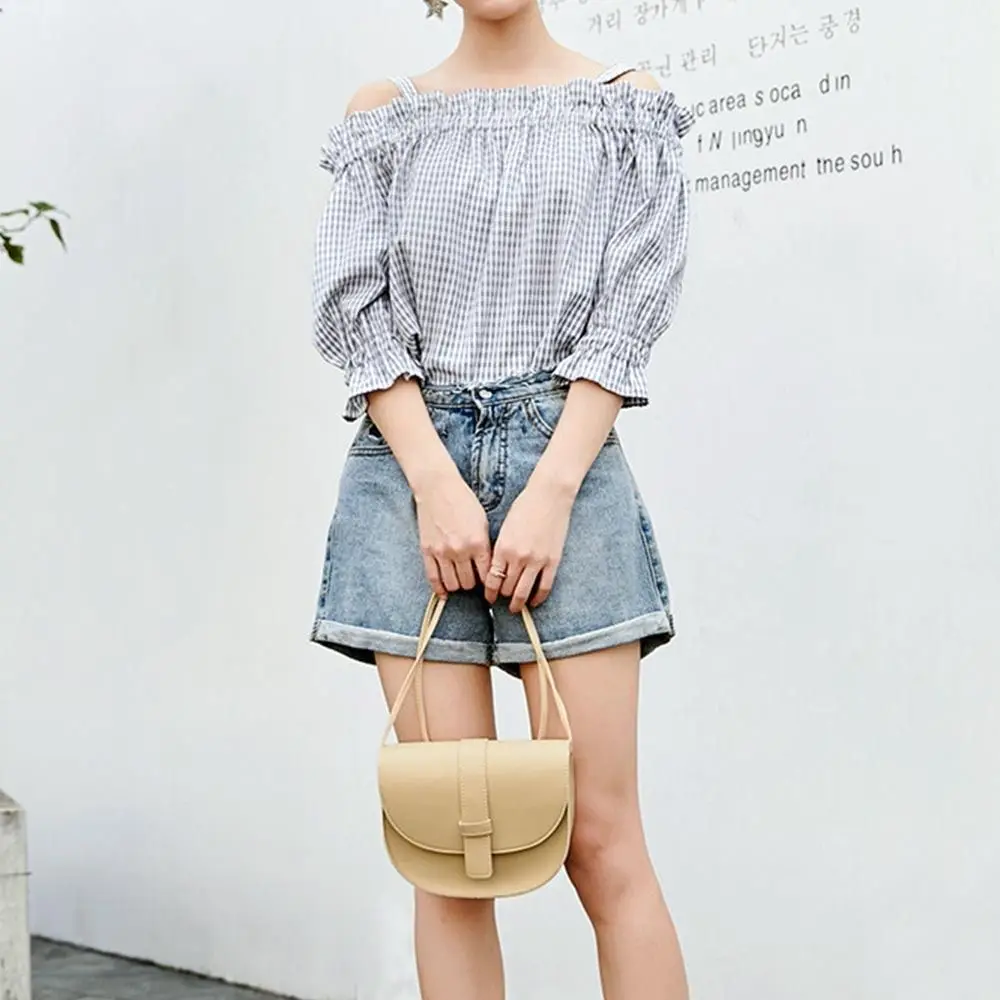 Small Female Purse Saddle Shoulder Messenger Bags PU Leather Fashion Solid Crossbody Bags Women Ladies Phone Bag
