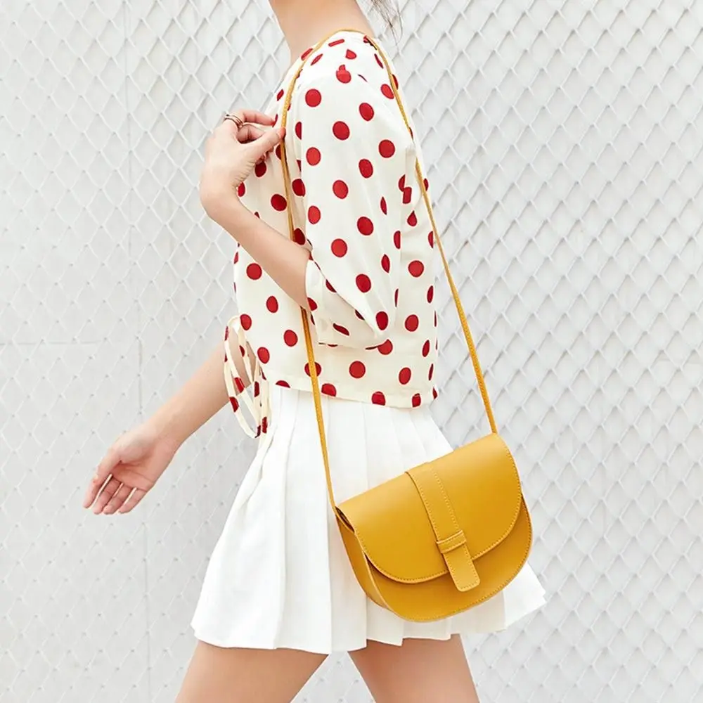 Small Female Purse Saddle Shoulder Messenger Bags PU Leather Fashion Solid Crossbody Bags Women Ladies Phone Bag