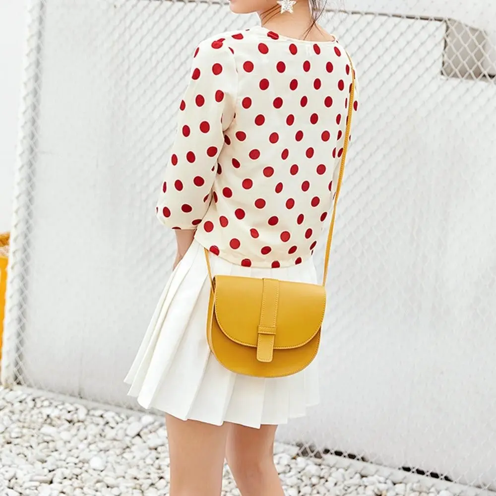 Small Female Purse Saddle Shoulder Messenger Bags PU Leather Fashion Solid Crossbody Bags Women Ladies Phone Bag