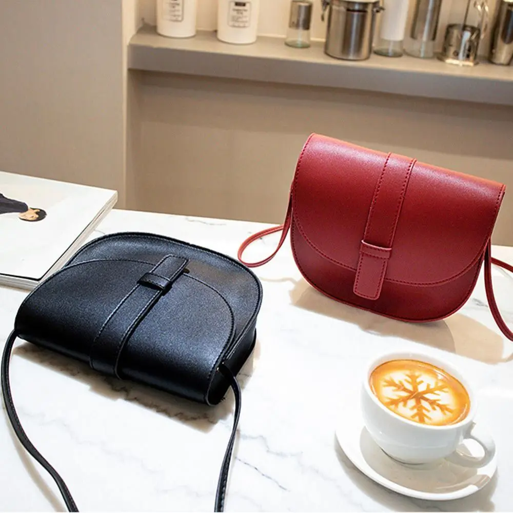 Small Female Purse Saddle Shoulder Messenger Bags PU Leather Fashion Solid Crossbody Bags Women Ladies Phone Bag