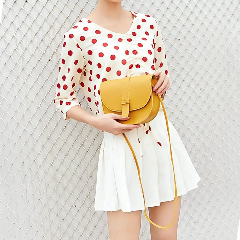 Small Female Purse Saddle Shoulder Messenger Bags PU Leather Fashion Solid Crossbody Bags Women Ladies Phone Bag