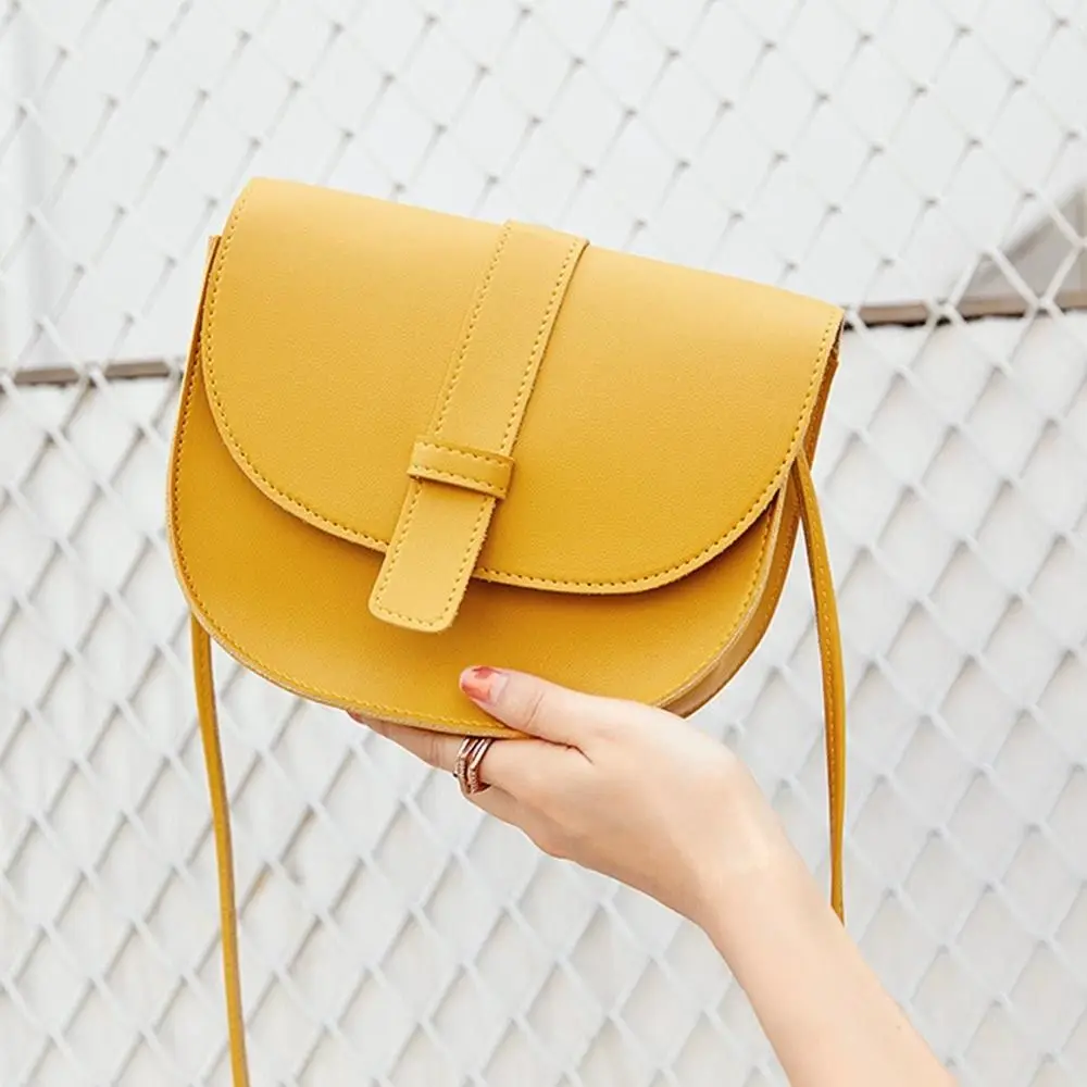Small Female Purse Saddle Shoulder Messenger Bags PU Leather Fashion Solid Crossbody Bags Women Ladies Phone Bag