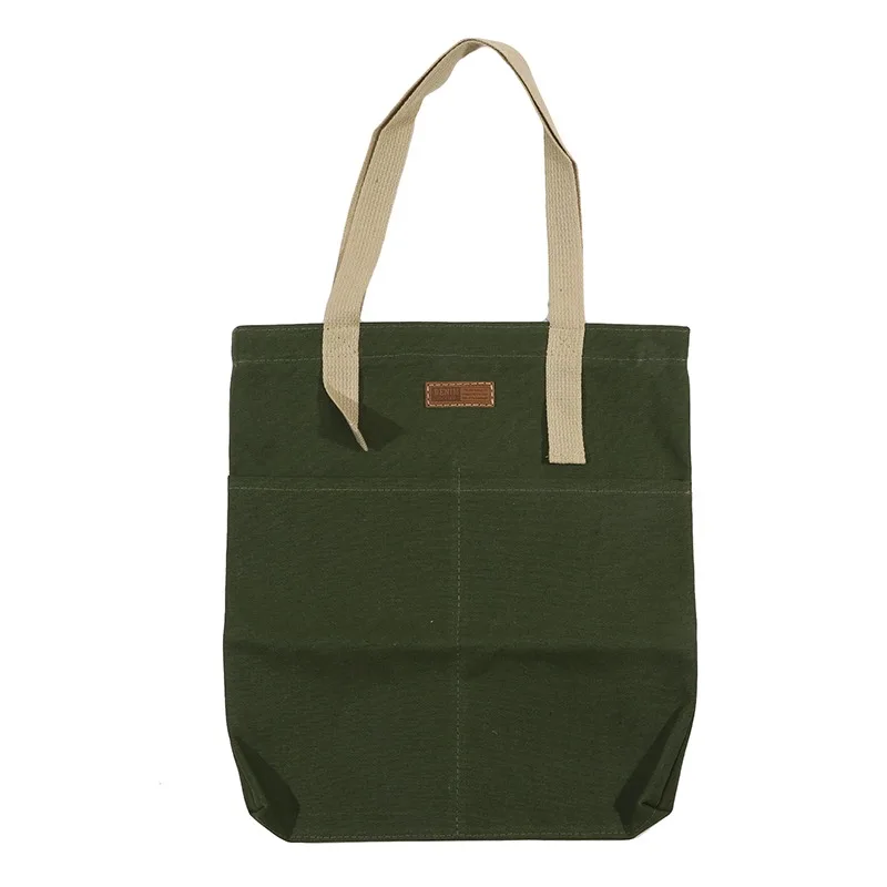 Women Canvas Tote Bag Solid Color Designer Ladies Casual Handbag Shoulder Bag Large Capacity Cotton Reusable Shopping Beach Bag