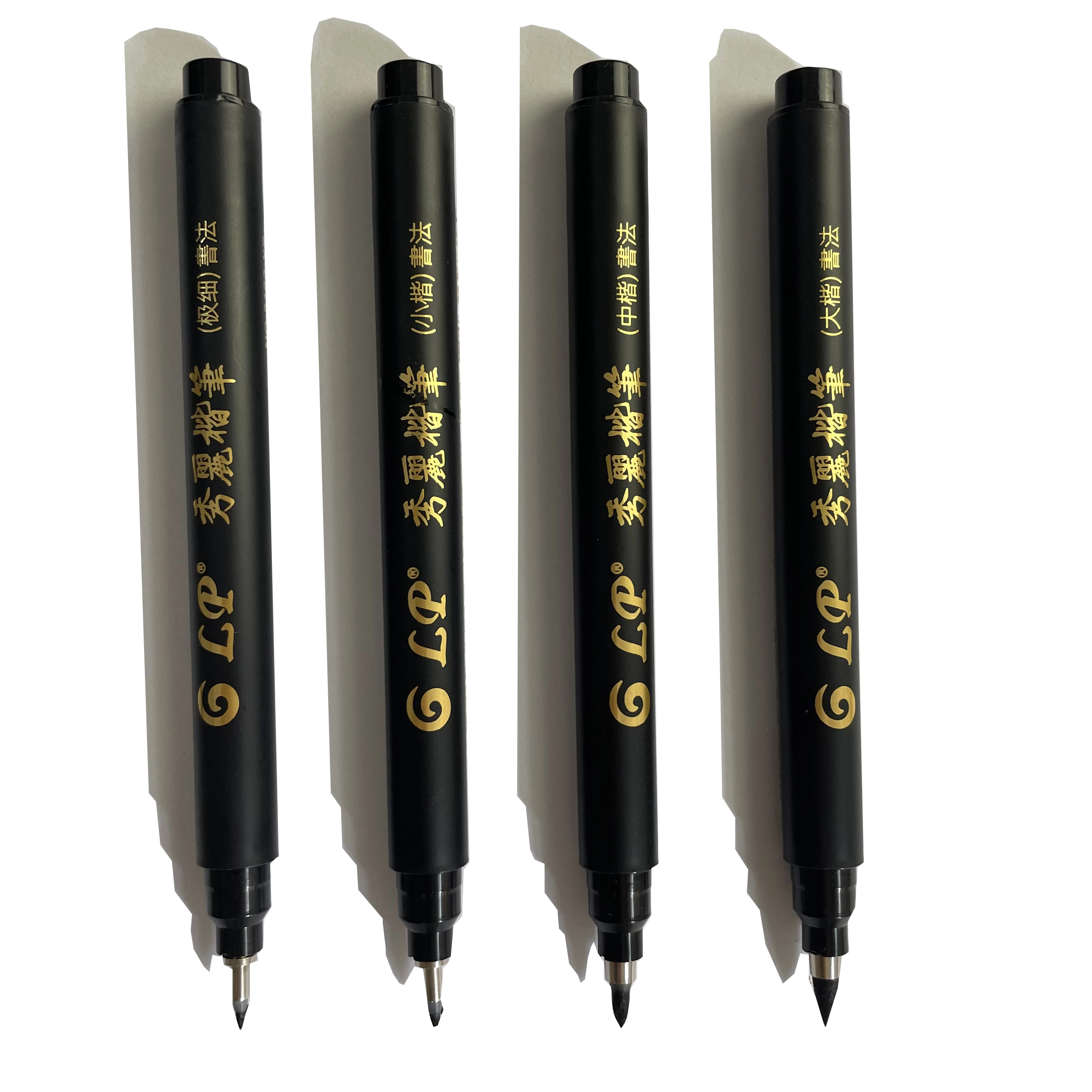 4 pcs Size Black Chinese Style Calligraphy Brush Tip Pen for Student Easy Writing Markers Art Office School Supplies Stationery