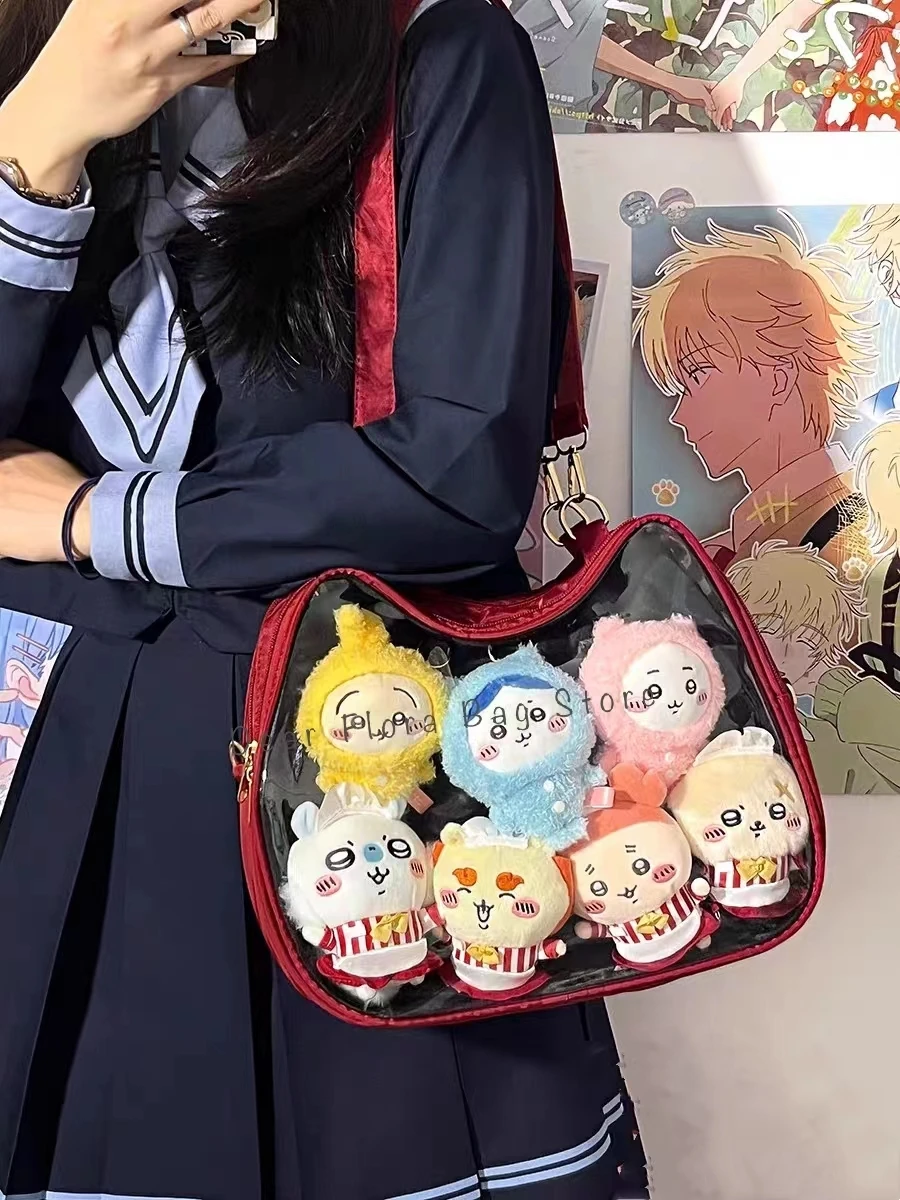 New Sweet Cute Cat Ita Bag Y2K Japanese Popular Crossbody Bags JK Uniform Shoulder Bag Girl Transparent Display Student Handbags