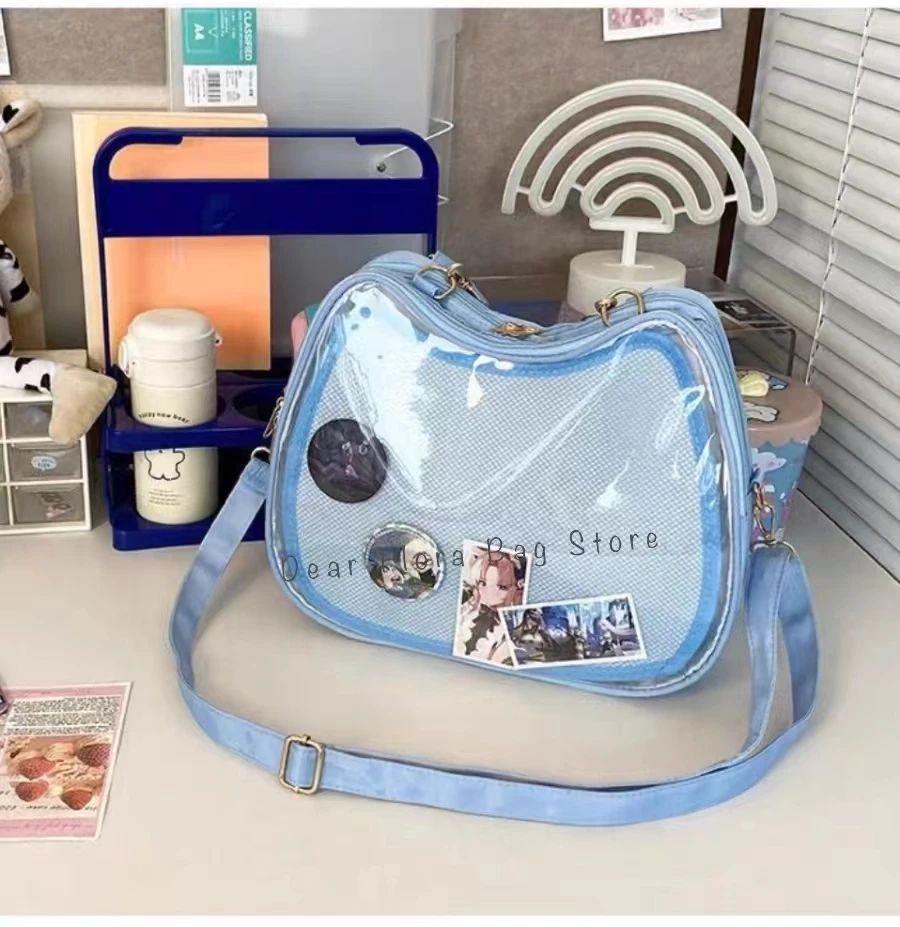 New Sweet Cute Cat Ita Bag Y2K Japanese Popular Crossbody Bags JK Uniform Shoulder Bag Girl Transparent Display Student Handbags