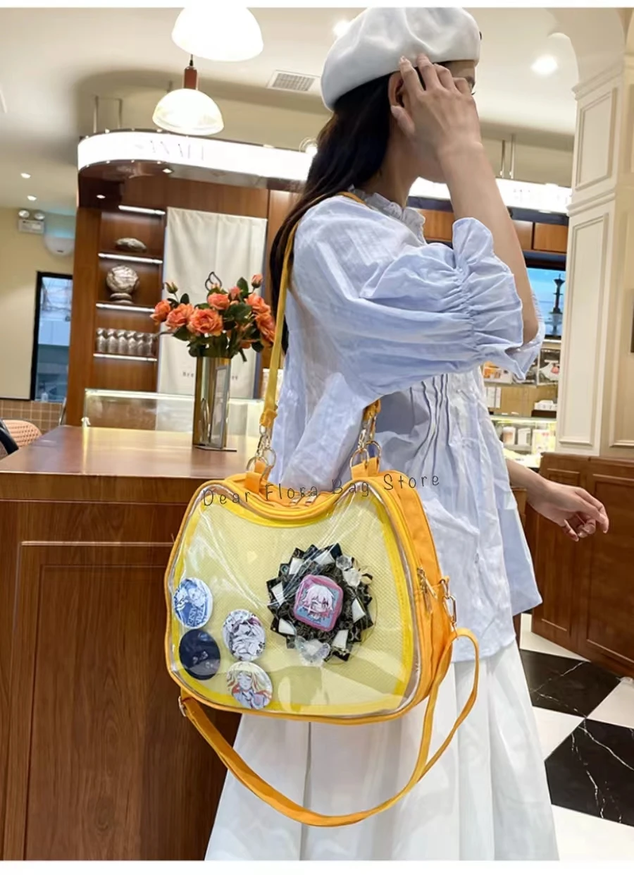 New Sweet Cute Cat Ita Bag Y2K Japanese Popular Crossbody Bags JK Uniform Shoulder Bag Girl Transparent Display Student Handbags