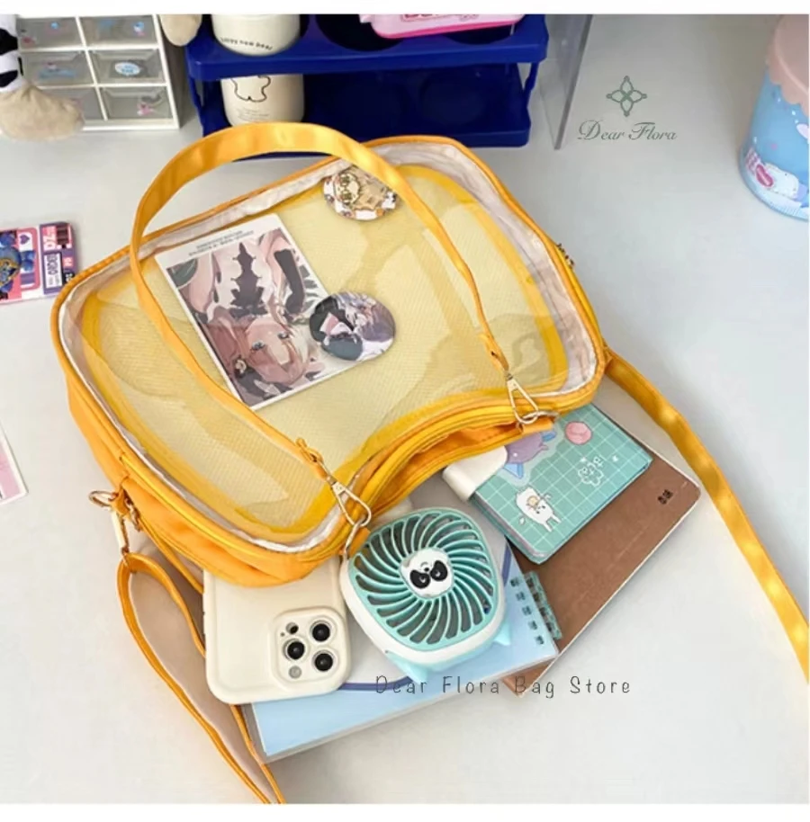 New Sweet Cute Cat Ita Bag Y2K Japanese Popular Crossbody Bags JK Uniform Shoulder Bag Girl Transparent Display Student Handbags