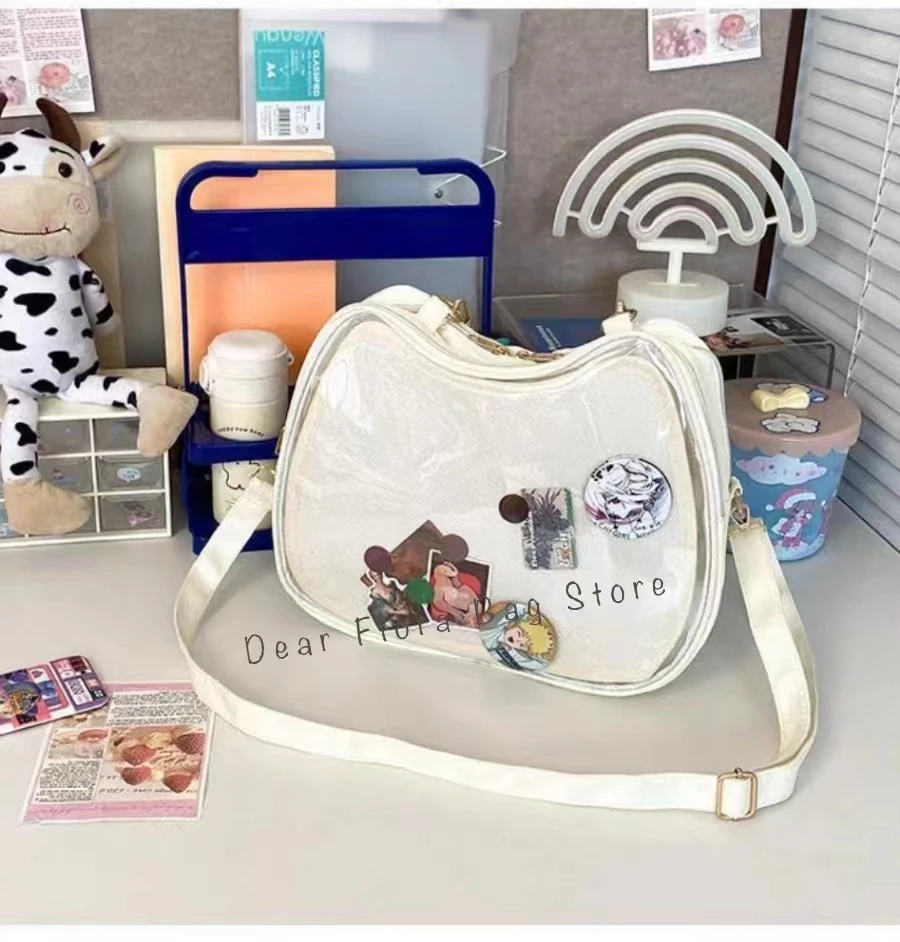 New Sweet Cute Cat Ita Bag Y2K Japanese Popular Crossbody Bags JK Uniform Shoulder Bag Girl Transparent Display Student Handbags