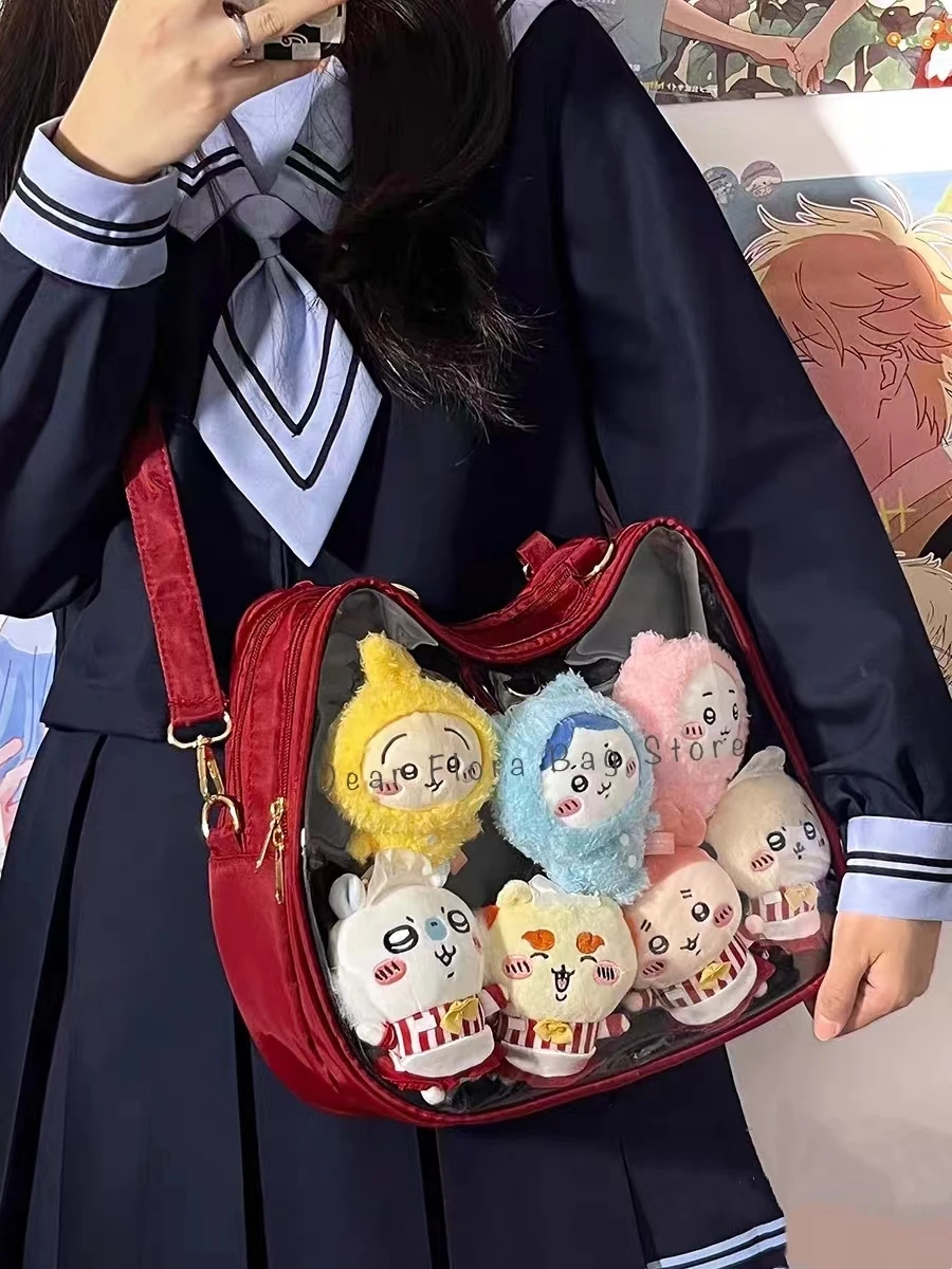 New Sweet Cute Cat Ita Bag Y2K Japanese Popular Crossbody Bags JK Uniform Shoulder Bag Girl Transparent Display Student Handbags