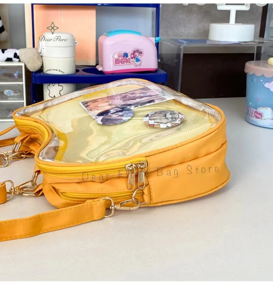 New Sweet Cute Cat Ita Bag Y2K Japanese Popular Crossbody Bags JK Uniform Shoulder Bag Girl Transparent Display Student Handbags