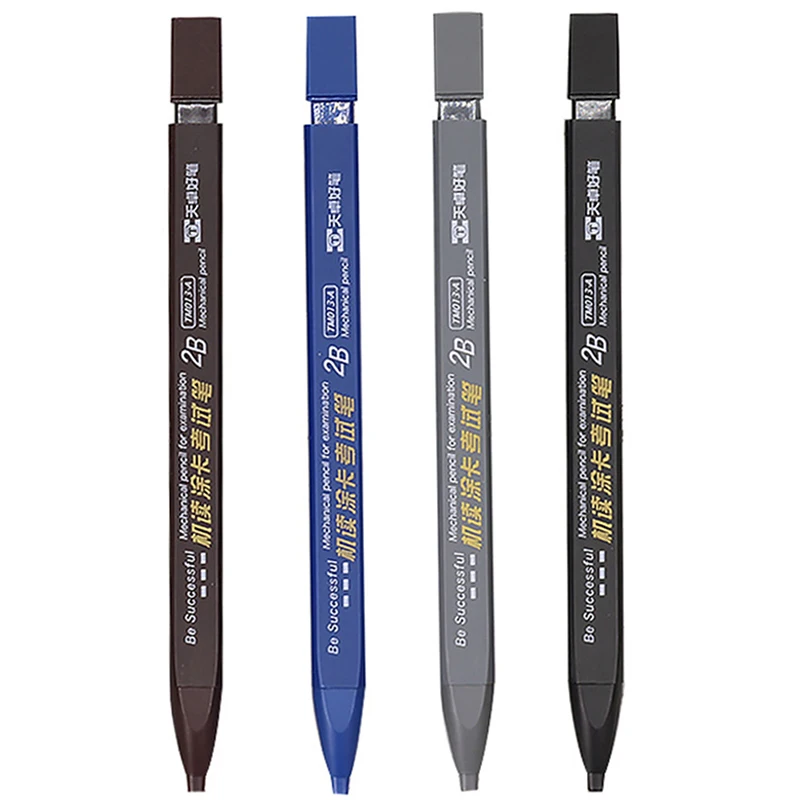 Random 1PC Thick Flat Head Mechanical Pencil Drawing 2B with Refills Pencil Office Supplies Writing Automatic School Supplies