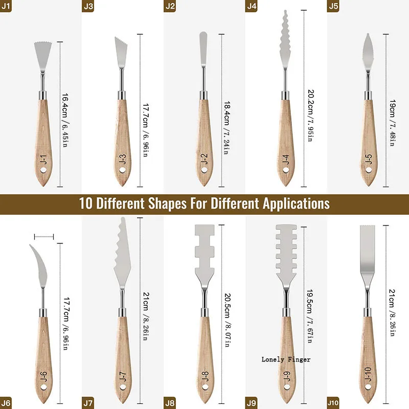 10Pcs Palette Knife Set, Stainless Steel Spatula Painting Knives, Wooden Handle Painting Pallet Knife Set for Oil Painting