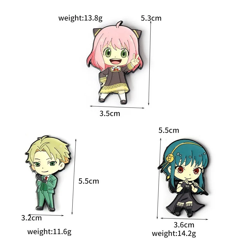 3pcs/set SPY FAMILY Enamel Pins Custom Anya Yor Loid Forger Damian Brooches Anime Lapel Badges Cartoon Jewelry Gift for Friends