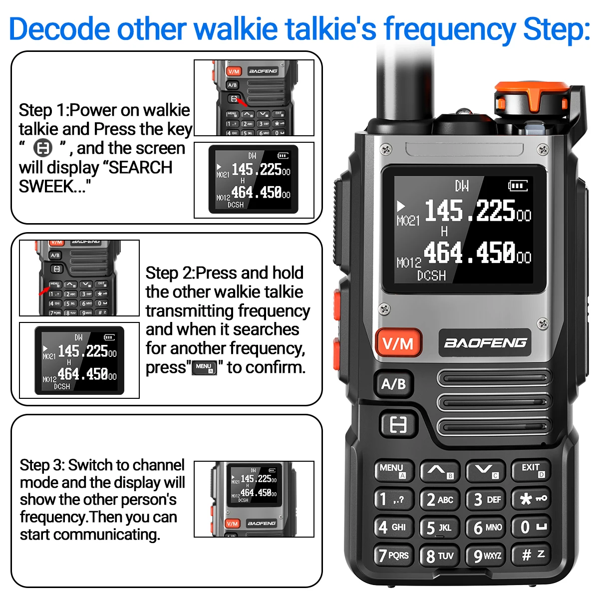 1/2PCS Baofeng UV-K61 Walkie Talkie Multi Band Wireless Copy Frequency 999CH Type-C AM DTMF NOAA UV-5R UV 5RH K6 K5(8) Ham Radio