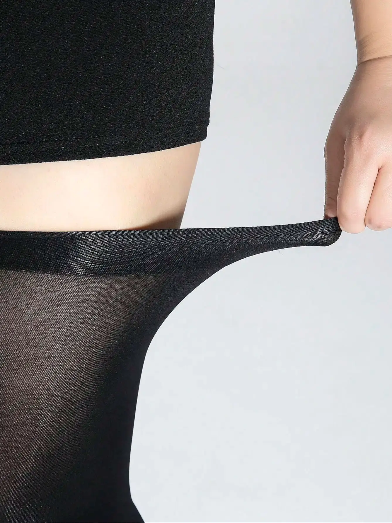 Plus Size women Breathable High Quality Transparent BlackSolid Colo Thigh-High Socks Thigh High stockings