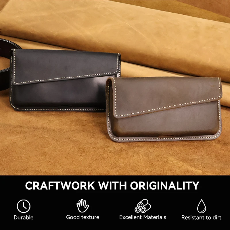 1pcCasualvintage men's waist bag,mobile phone bag,daily commuting,men's gifts,leisure, Accommodating Most Thick Shell Phones