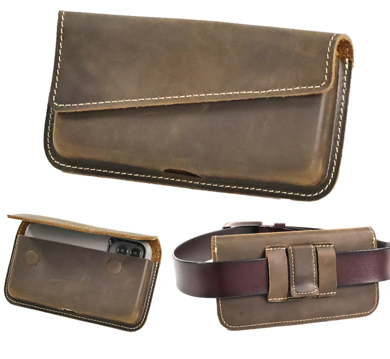 1pcCasualvintage men's waist bag,mobile phone bag,daily commuting,men's gifts,leisure, Accommodating Most Thick Shell Phones