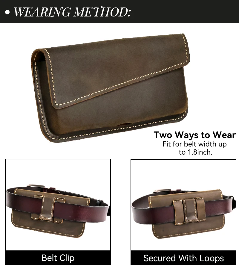 1pcCasualvintage men's waist bag,mobile phone bag,daily commuting,men's gifts,leisure, Accommodating Most Thick Shell Phones