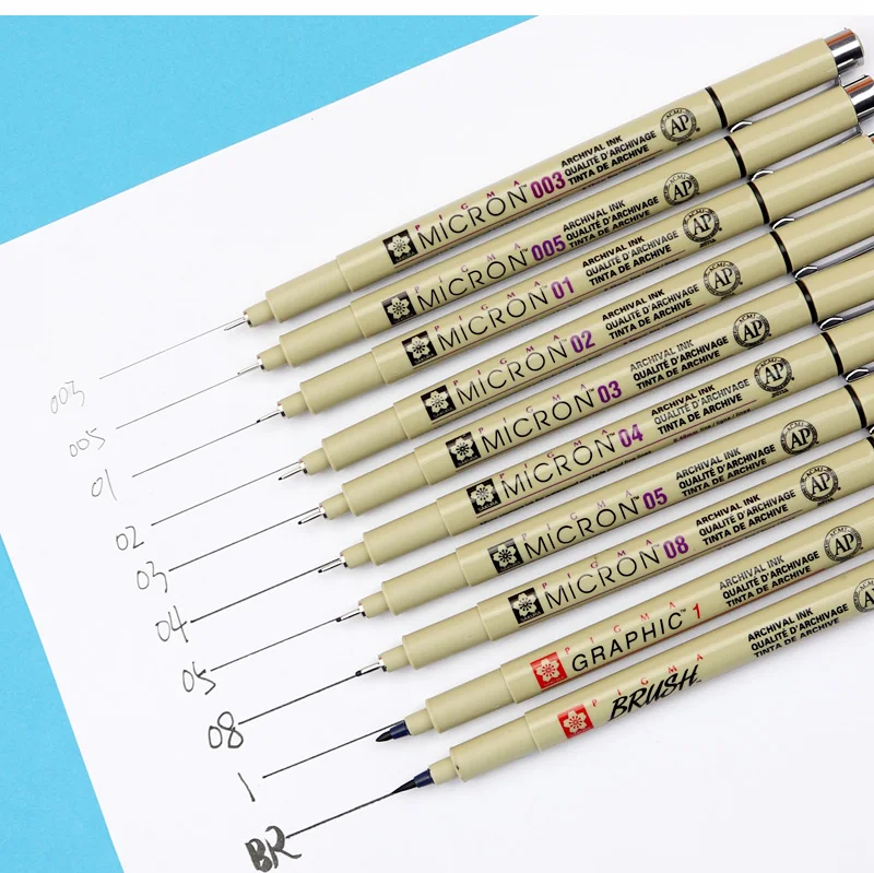 SAKURA Pigma Micron Pen drawing needle pen 003 005 1.0 01 02 03 04 05 08 Brush fine point Markers pen 1pcs sketch painting Art