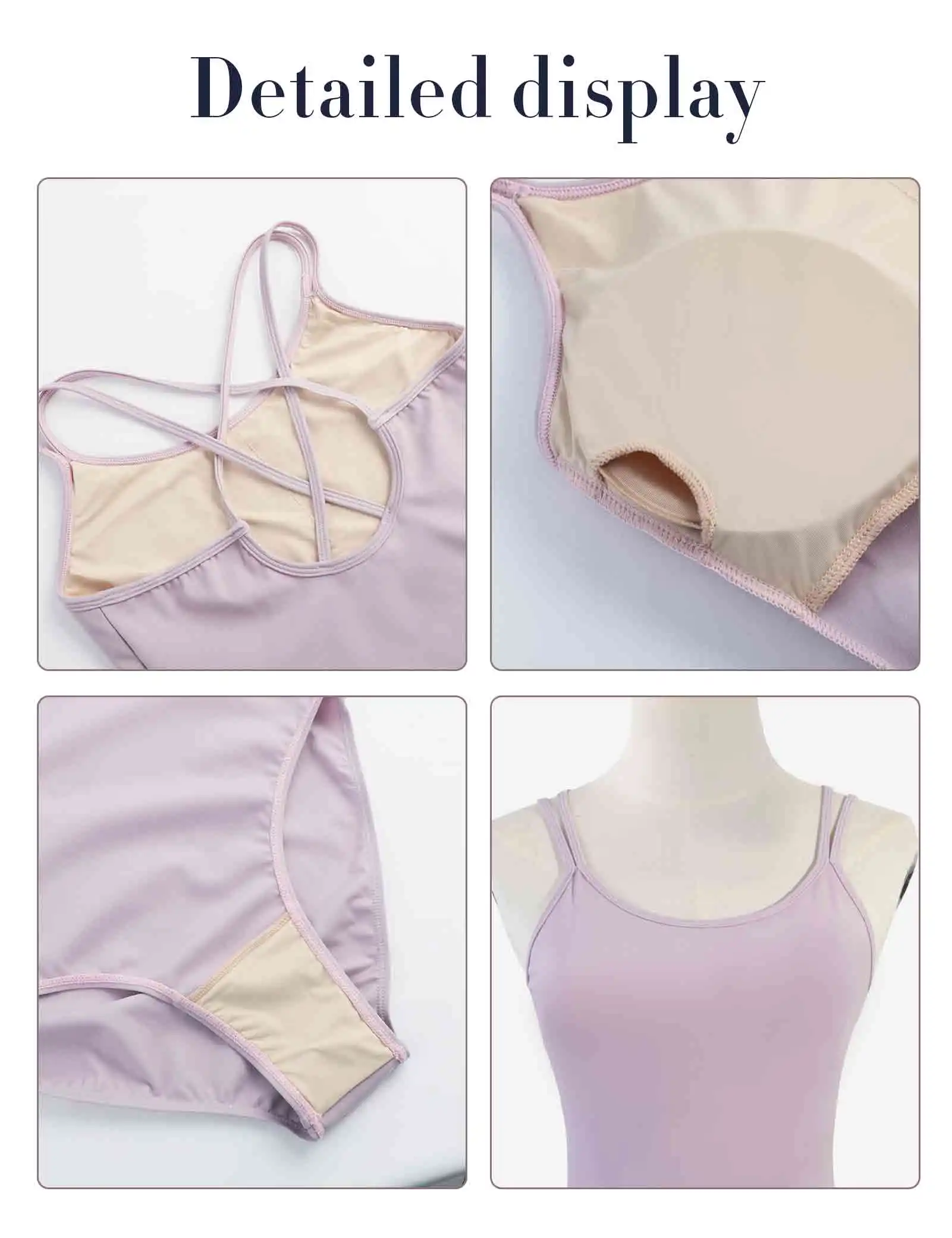 Women Double Camisole Ballet Leotards Black Gymnastic Bodysuit High Elastic Dance Clothing Comfort Ballerina Outfits Cross Back