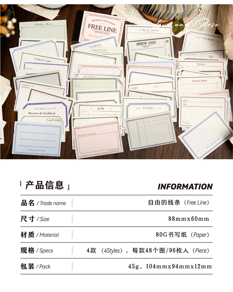 Yoofun 96 sheets Vintage Style Memo Pad Material Paper for Journal Planner Scrapbooking Materials Stationery Notes Paper