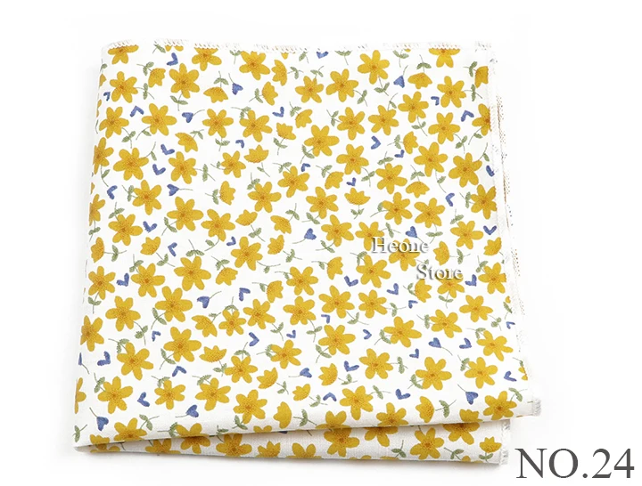 Newly-Designed Floral Print Hankerchief 100% Cotton Green Yellow Blue Hankies For Men Women Wedding Party Dinner Accessory Gift