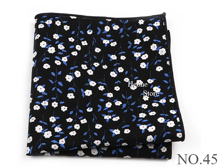 Newly-Designed Floral Print Hankerchief 100% Cotton Green Yellow Blue Hankies For Men Women Wedding Party Dinner Accessory Gift