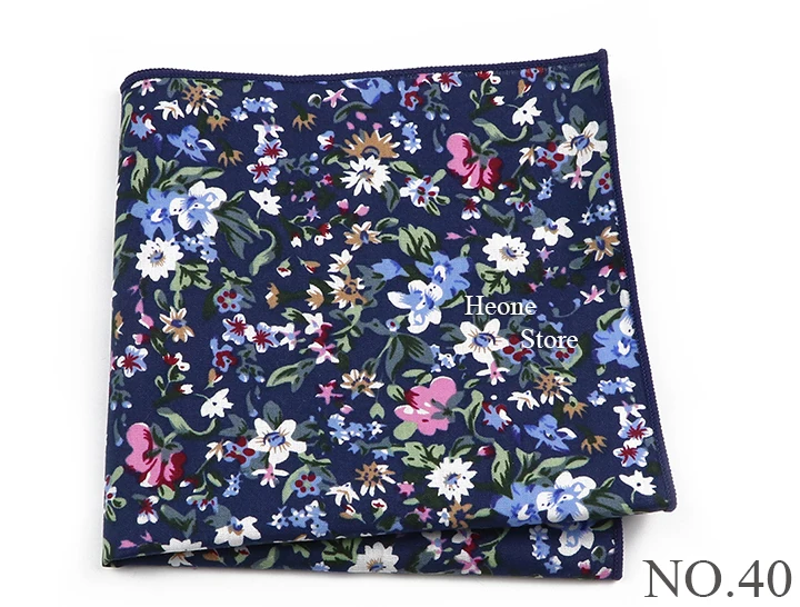 Newly-Designed Floral Print Hankerchief 100% Cotton Green Yellow Blue Hankies For Men Women Wedding Party Dinner Accessory Gift