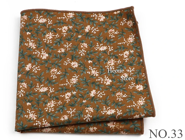 Newly-Designed Floral Print Hankerchief 100% Cotton Green Yellow Blue Hankies For Men Women Wedding Party Dinner Accessory Gift