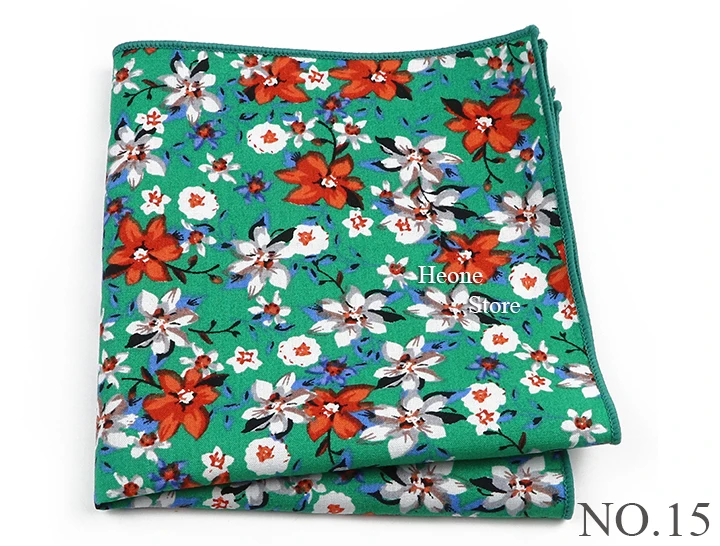 Newly-Designed Floral Print Hankerchief 100% Cotton Green Yellow Blue Hankies For Men Women Wedding Party Dinner Accessory Gift