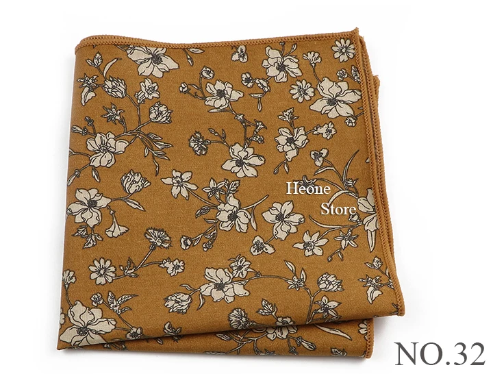 Newly-Designed Floral Print Hankerchief 100% Cotton Green Yellow Blue Hankies For Men Women Wedding Party Dinner Accessory Gift
