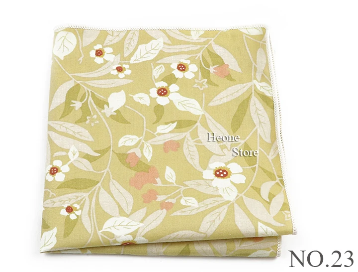 Newly-Designed Floral Print Hankerchief 100% Cotton Green Yellow Blue Hankies For Men Women Wedding Party Dinner Accessory Gift
