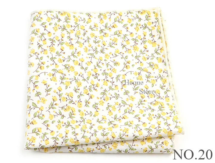 Newly-Designed Floral Print Hankerchief 100% Cotton Green Yellow Blue Hankies For Men Women Wedding Party Dinner Accessory Gift