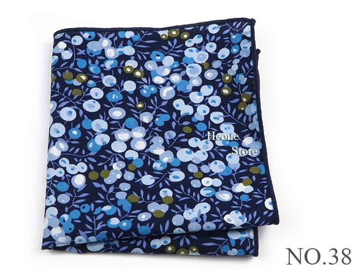 Newly-Designed Floral Print Hankerchief 100% Cotton Green Yellow Blue Hankies For Men Women Wedding Party Dinner Accessory Gift