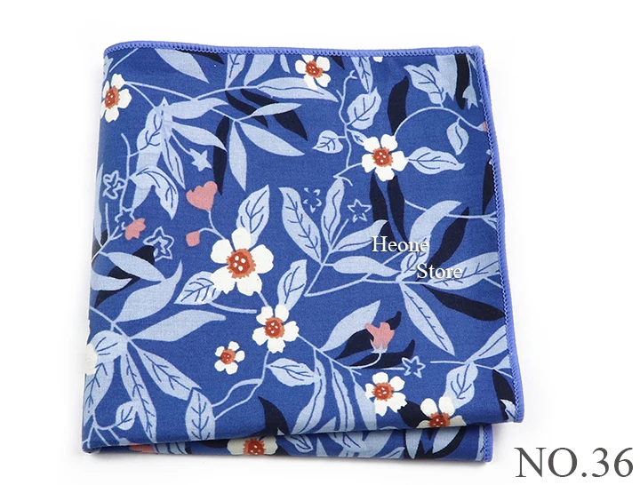 Newly-Designed Floral Print Hankerchief 100% Cotton Green Yellow Blue Hankies For Men Women Wedding Party Dinner Accessory Gift
