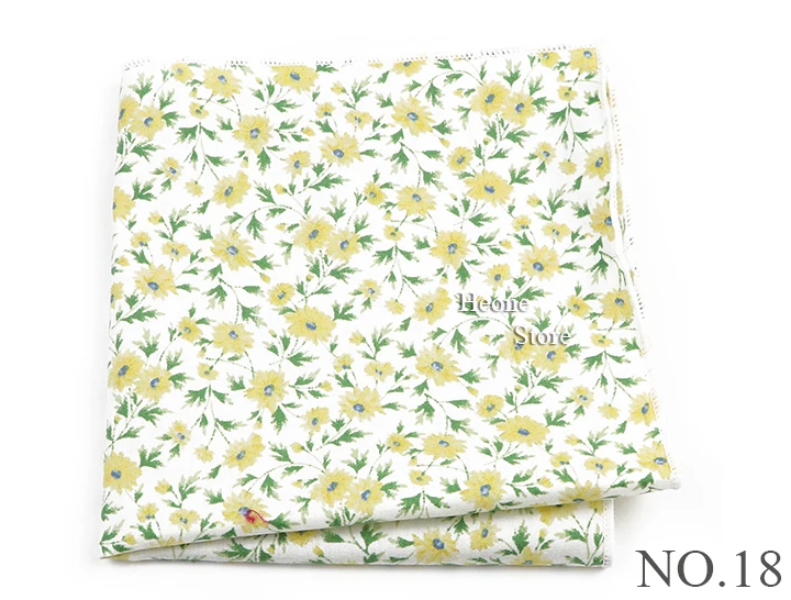 Newly-Designed Floral Print Hankerchief 100% Cotton Green Yellow Blue Hankies For Men Women Wedding Party Dinner Accessory Gift
