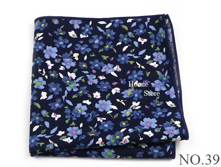 Newly-Designed Floral Print Hankerchief 100% Cotton Green Yellow Blue Hankies For Men Women Wedding Party Dinner Accessory Gift