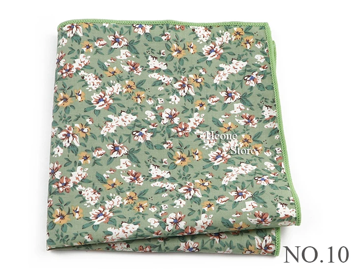 Newly-Designed Floral Print Hankerchief 100% Cotton Green Yellow Blue Hankies For Men Women Wedding Party Dinner Accessory Gift