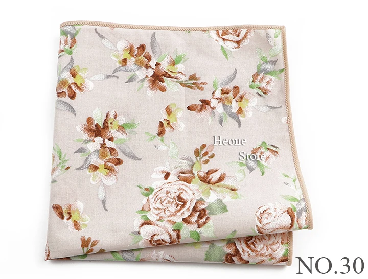 Newly-Designed Floral Print Hankerchief 100% Cotton Green Yellow Blue Hankies For Men Women Wedding Party Dinner Accessory Gift