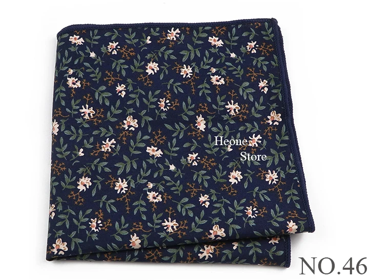 Newly-Designed Floral Print Hankerchief 100% Cotton Green Yellow Blue Hankies For Men Women Wedding Party Dinner Accessory Gift