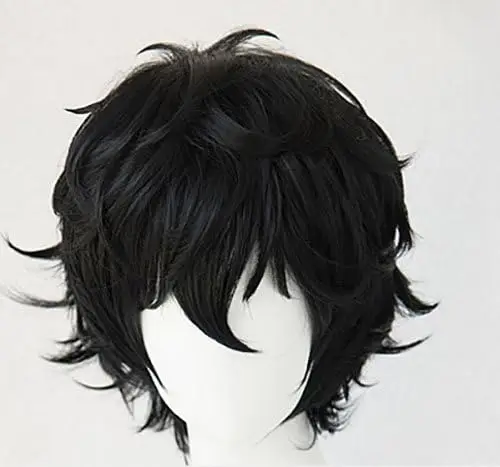 Joker Wig Persona Cosplay Eyeglass Set Black Short Hair Accessory Costume Cosplay High Temperature Fiber Hair Wigs