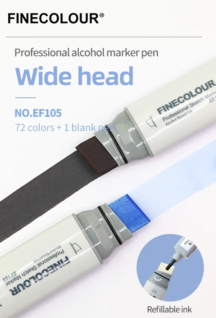 Finecolour 20mm Wide Markers Set POP Alcohol Line Sketching Art Markers Pen Drawing For Drawing Art Supplies EF105