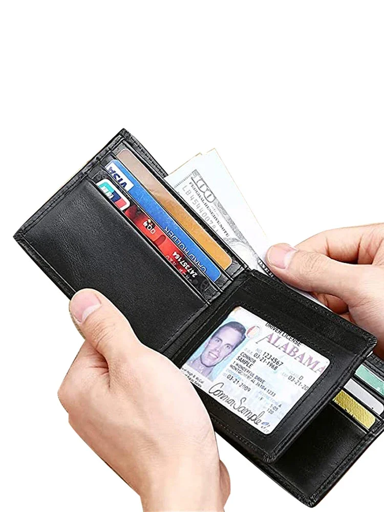 Rfid Airtag Wallets Carbon Fiber Leather Men Wallet Credit Card Holder for Air Tag Wallet Black Luxury Minimalist Wallet for Men