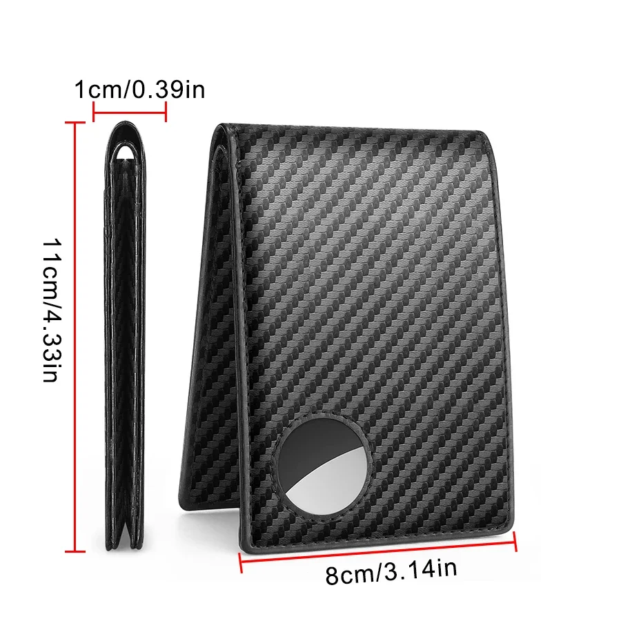 Rfid Airtag Wallets Carbon Fiber Leather Men Wallet Credit Card Holder for Air Tag Wallet Black Luxury Minimalist Wallet for Men